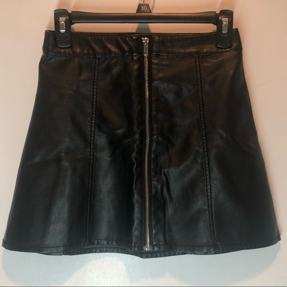 Faux Leather Zippered Mini Skirt